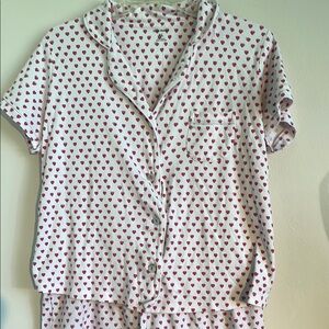 Roller Rabbit Pajama Set with Red Heart Pattern